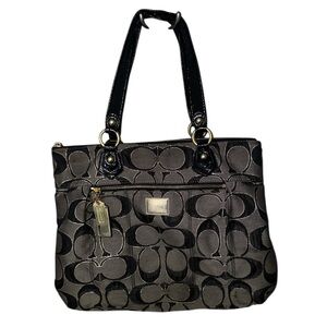 COACH Poppy Metallic Glam Signature Tote